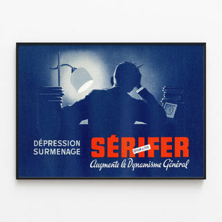 Vintage poster Sérifer - Depression and Overwork, General Dynamism — framed artwork on a wall