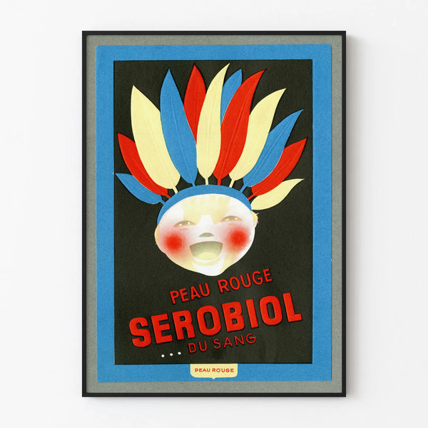 Vintage Serobiol Peau Rouge advertising poster for wall decoration