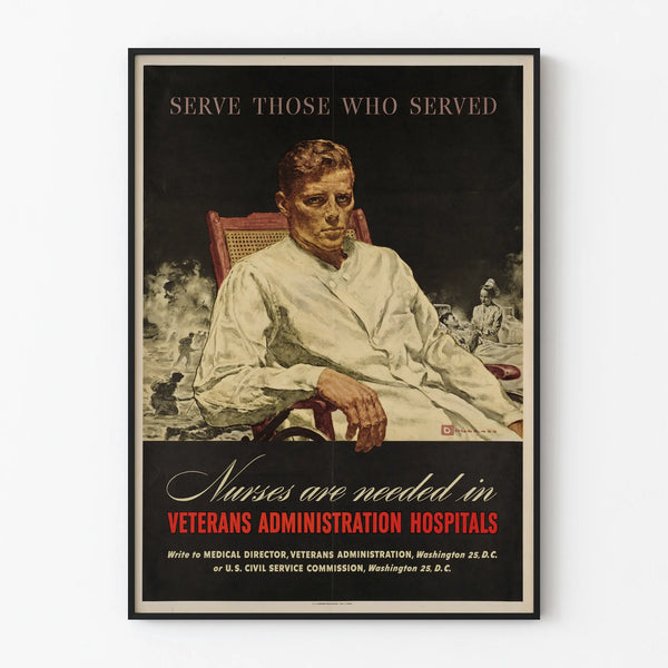 Vintage poster calling nurses for veterans' hospitals