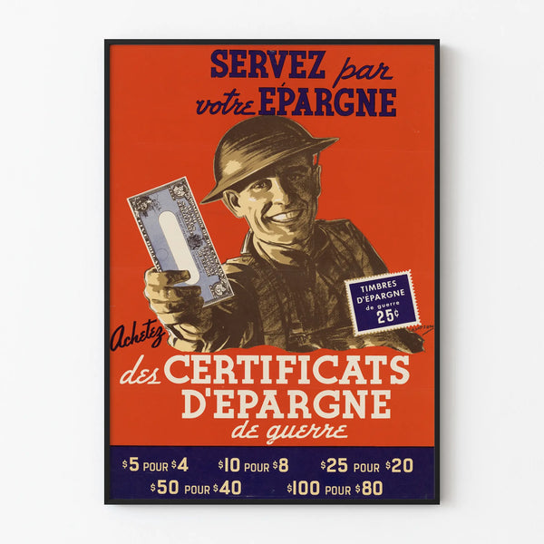 Vintage war poster - Savings certificates and savings stamps