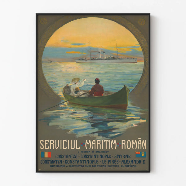 Vintage poster Serviciul Maritim Roman - Maritime wall decoration