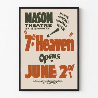 Vintage theater poster Mason 7th Heaven opening June