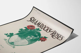 Vintage poster of Shamrocks and Roses with portrait and floral motifs