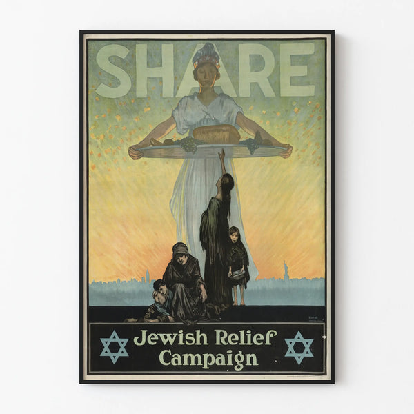 Vintage Jewish Relief Campaign Poster for Wall Decoration