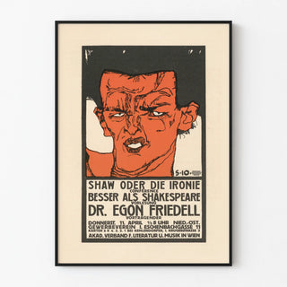 Vintage poster of the Egon Friedell conference 'Shaw or the Irony'