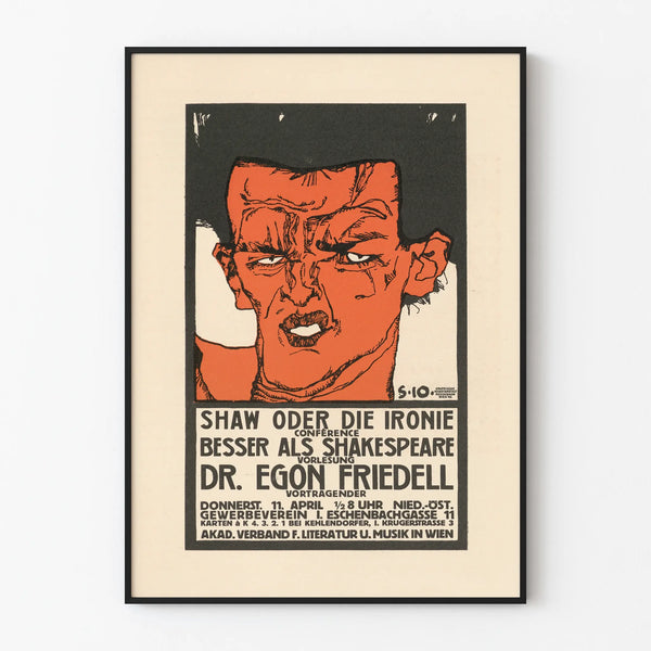 Vintage poster of the Egon Friedell conference 'Shaw or the Irony'