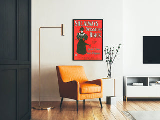 Vintage Poster She Always Dressed in Black - Retro Style and Elegance