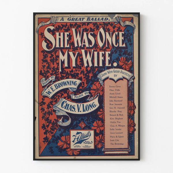 Vintage Poster She Was Once My Wife - Musical Wall Decoration