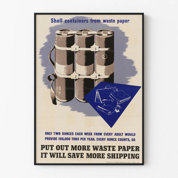 Vintage poster on paper recycling and waste reduction