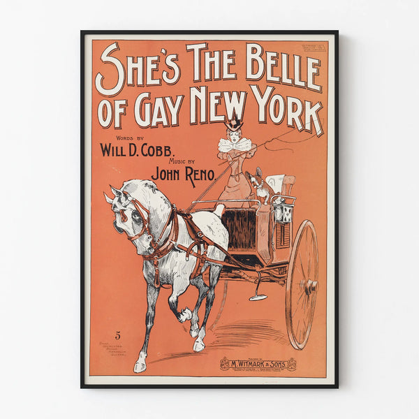 Vintage Poster She's The Belle of Gay New York - Retro Wall Decoration