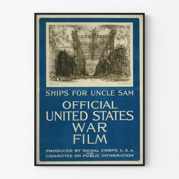 Vintage American poster « Ships for Uncle Sam » historic wall decoration