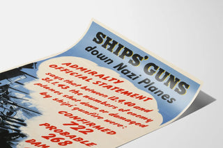 Vintage English military poster - Ships' Guns against Nazi aircraft