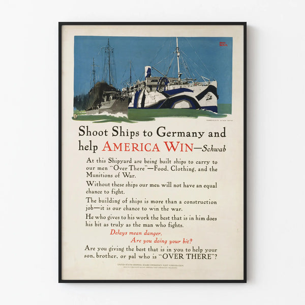 Military Propaganda Poster with Warships