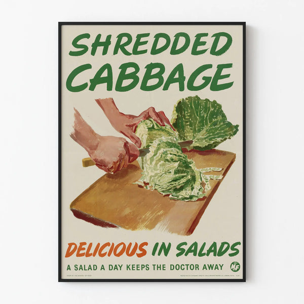 Vintage Cabbage Sliced Poster for Kitchen Wall Decoration