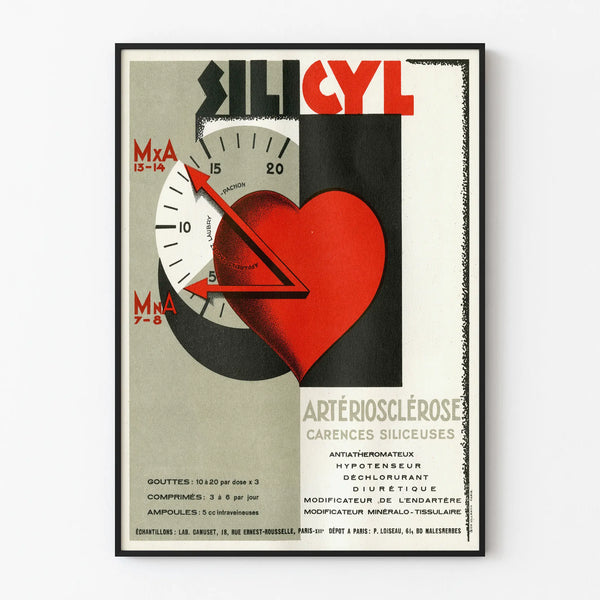 Vintage medicine poster arteriosclerosis Silicyl