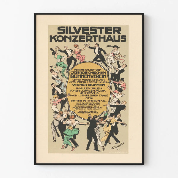 Vintage Poster Silvester at the Concert Hall - Art Deco Wall Decoration