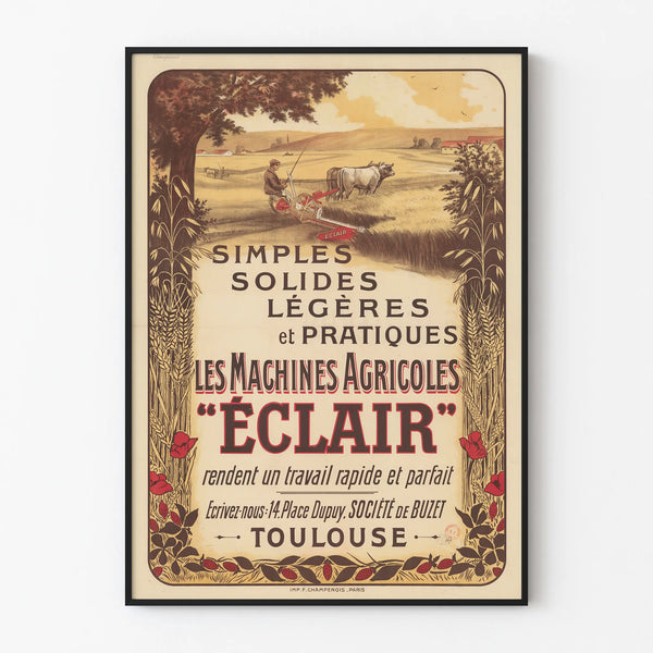 Vintage Poster of Agricultural Machines Wall Decoration