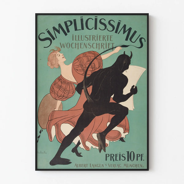 Vintage artistic poster Simplicissimus illustrated weekly