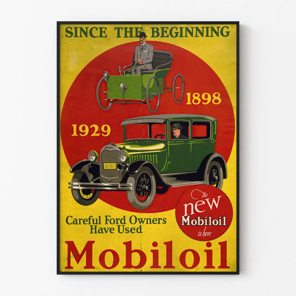 Vintage MobilOil Ford Poster 1898-1929 – Retro Car Wall Decoration