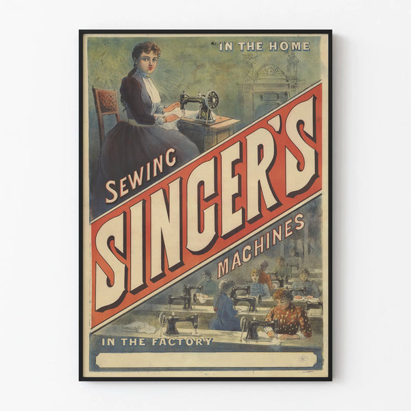 Vintage Singer sewing machine poster for wall decoration