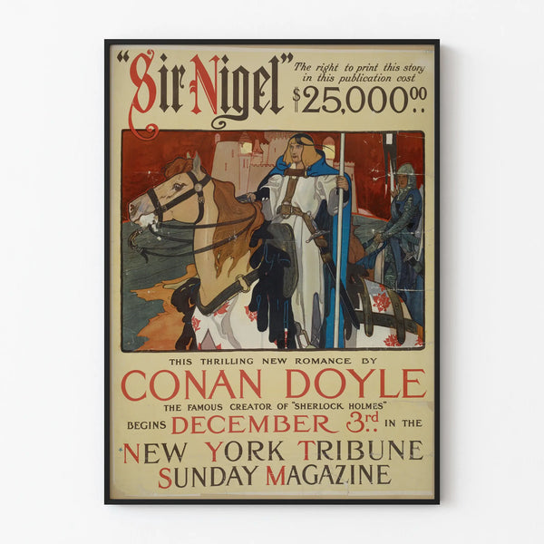 Vintage Sir Nigel poster by Conan Doyle for wall decoration