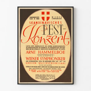 Vintage Scandinavian festive concert poster in Vienna 1947