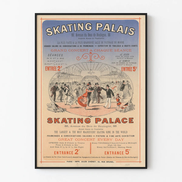 Vintage Poster of Skating at Palais - Ice Rink in Bois de Boulogne
