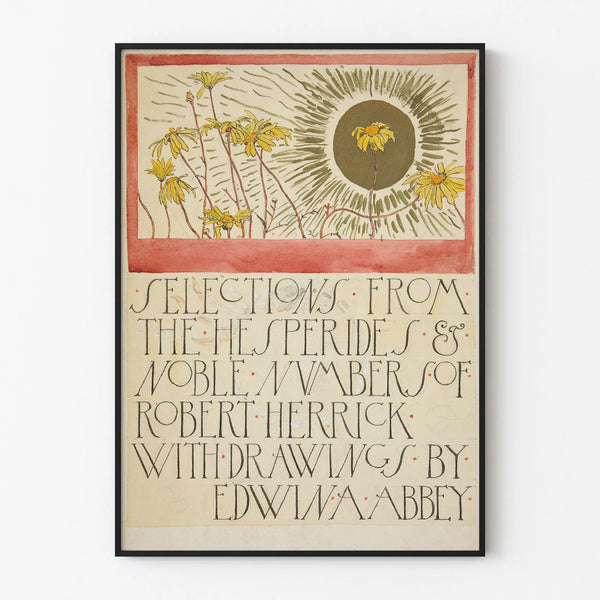 Botanical illustration poster and classical calligraphy
