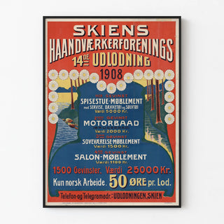 Vintage poster 1908 - Skien Craftsmen's Lottery
