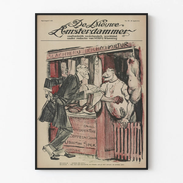 Vintage poster Slachterij Der Hochkultur - Satirical illustration 1916