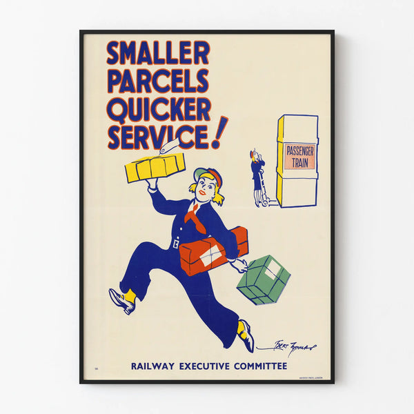 Vintage poster 'Smaller Parcels Quicker Service' - Retro wall decoration Artem Legrand