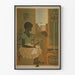 Decorative poster of a smiling mother with child and toy rifle