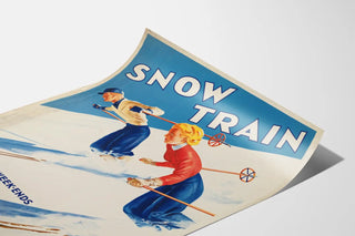 Vintage poster Snow Train Boston and Maine winter skiing