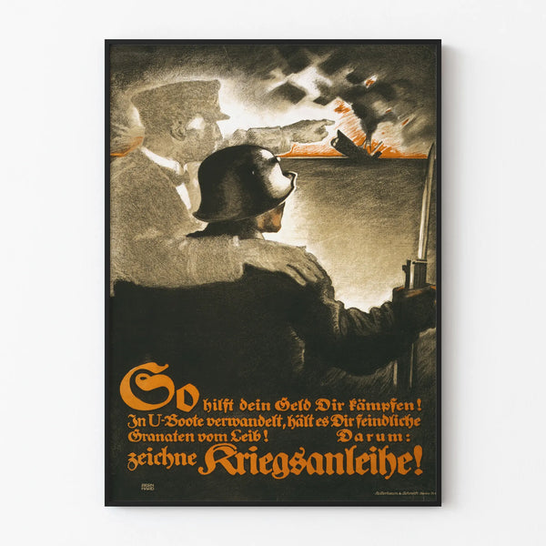 Vintage German military poster - Submarine warfare propaganda