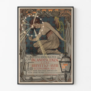Vintage Gas Incandescence Poster Brevetto Auer