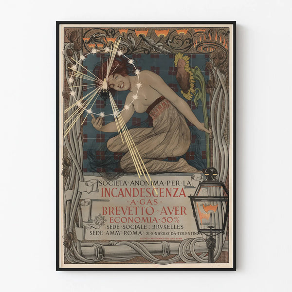 Vintage Gas Incandescence Poster Brevetto Auer