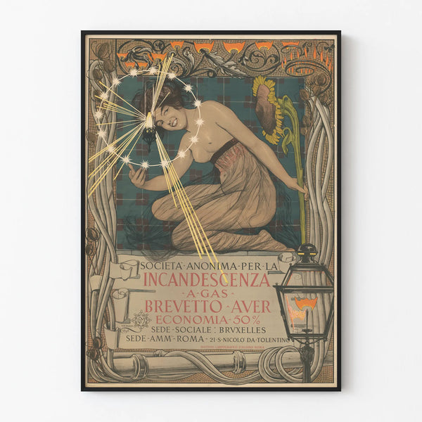 Vintage Art Nouveau Poster Gas Incandescence