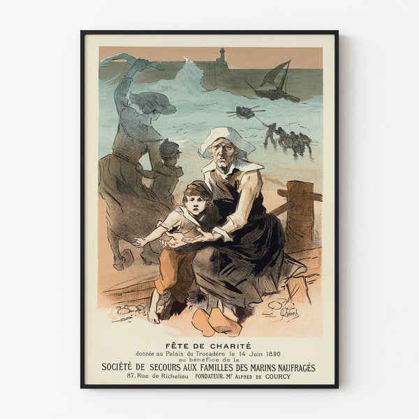 Vintage poster of the Society for the Relief of Families of Shipwrecked Sailors