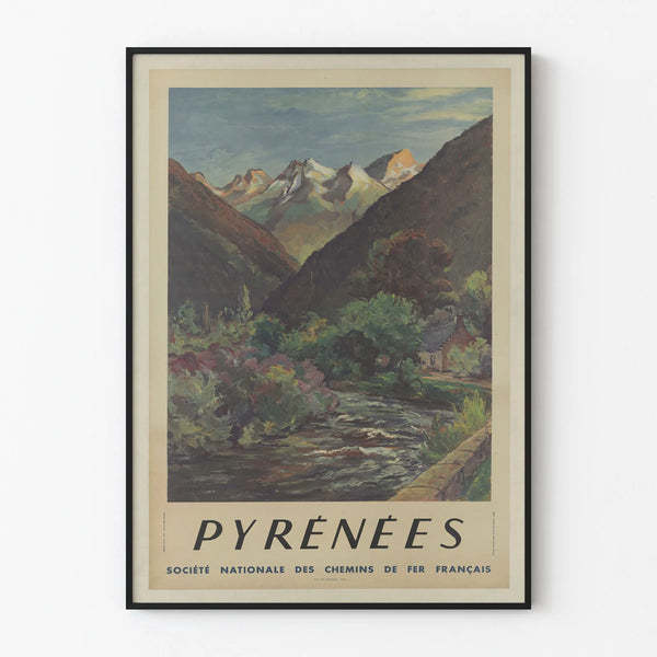 Vintage poster of the Pyrenees mountains - SNCF wall decoration