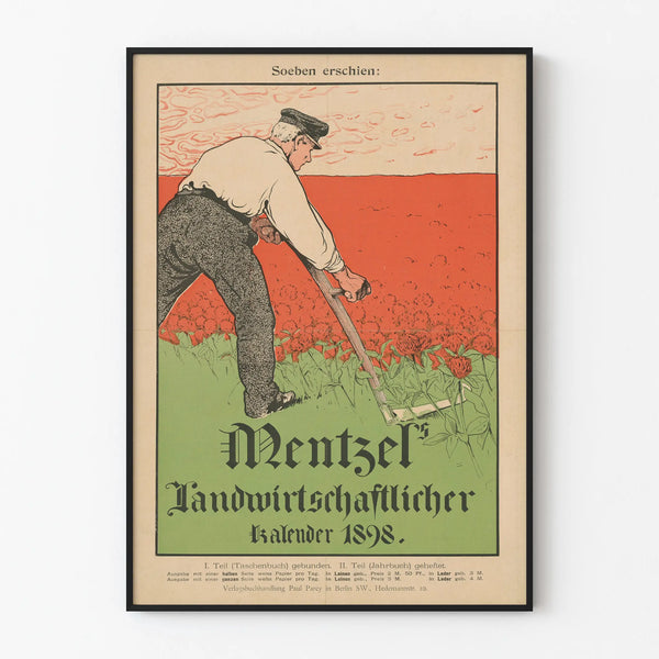 Vintage poster Mentzel Kalender 1898 - agricultural wall decoration