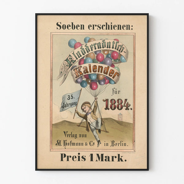 Vintage poster Kladderadatsch calendar 1884 for wall decoration