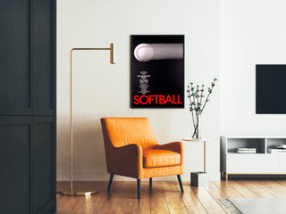 Vintage poster of dynamic black and red softball