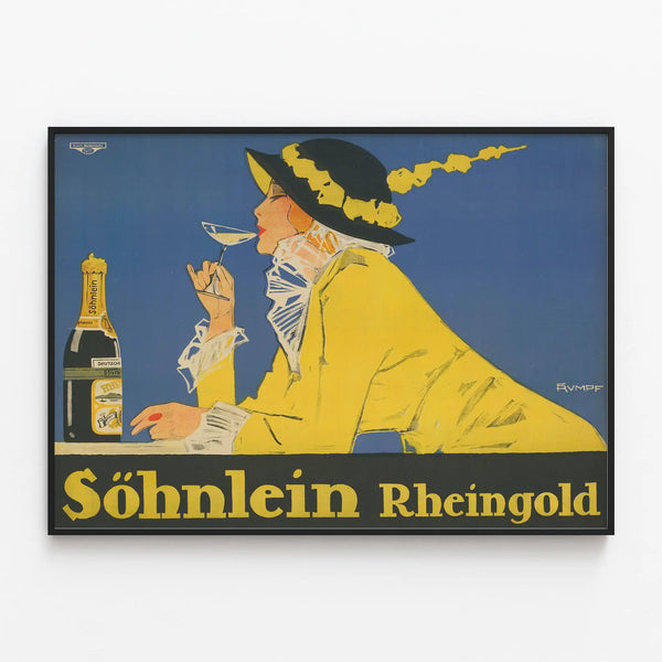 Vintage Sohmlein Rheingold Poster - Elegant Wall Decoration — framed artwork on a wall