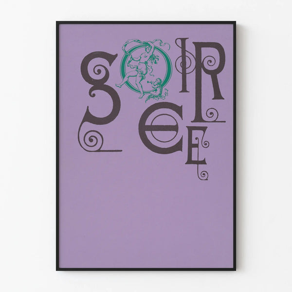 Decorative poster Evening with typographic design and vintage illustration