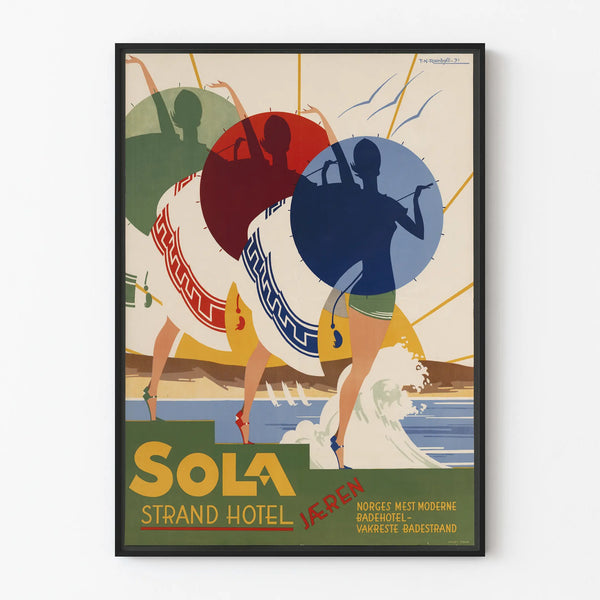 Vintage poster of Sola Strand Hotel Jæren wall decoration