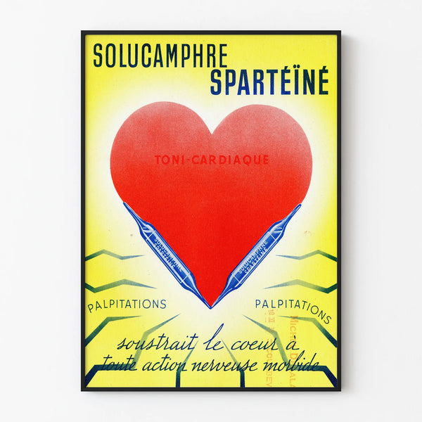 Vintage poster Solucamphre Spartéiné decorative heart and health