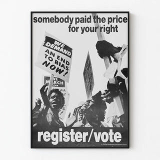 Vintage activist poster advocating for voting rights and civil liberties