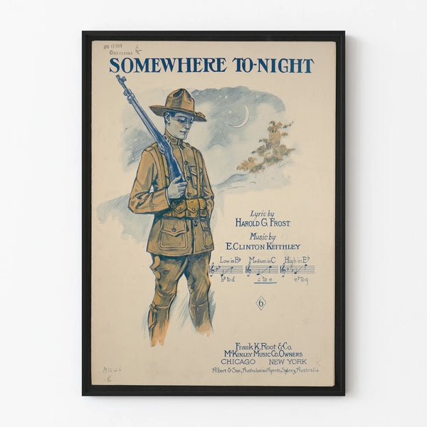Vintage poster of soldier 'Somewhere Tonight'