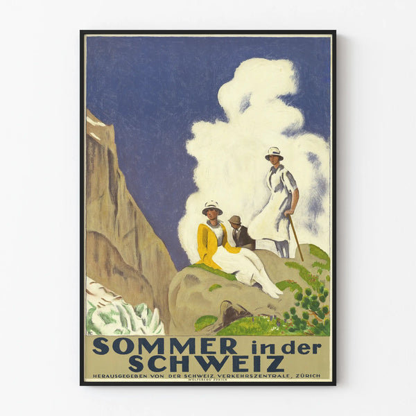 Vintage poster Sommer in Switzerland - Retro mountain wall decoration