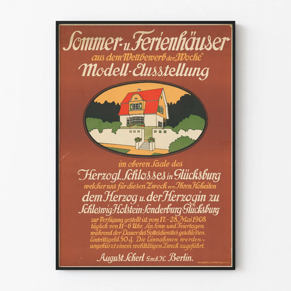 Vintage poster for summer and holiday houses exhibition 1908